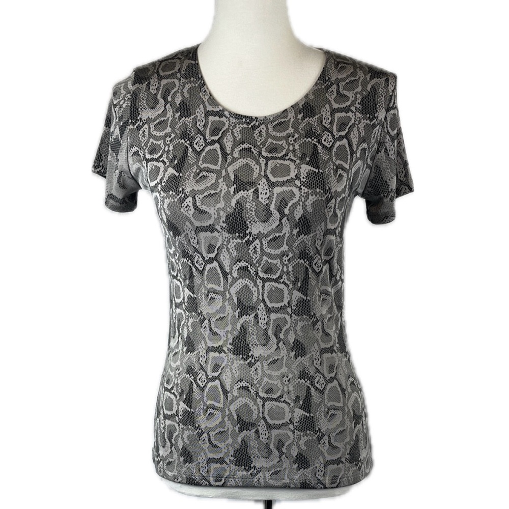 Vintage Esse USA Snakeskin Print T-shirt Size M Club Rave Y2K 90s Indie Sleaze